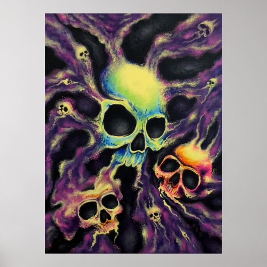 "Psychedelia" Skull Cluster Art Poster Print (Vorne)