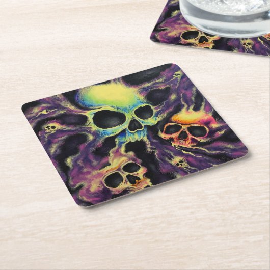 "Psychedelia" Skull Cluster Drink Untersetzer (angewinkelt)