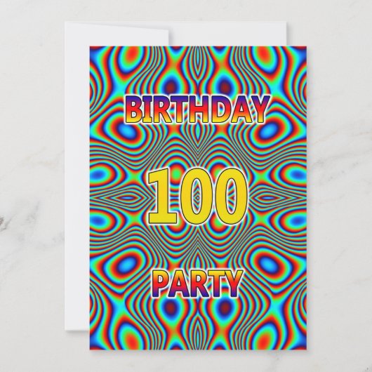 Psychedelic 100. Geburtstagsparty Einladung (Vorderseite)