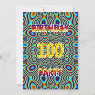 Psychedelic 100. Geburtstagsparty Einladung