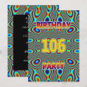 Psychedelic 106. Geburtstagsparty Einladung (Vorne/Hinten)