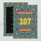 Psychedelic 107. Geburtstagsparty Einladung (Vorne/Hinten)