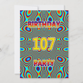 Psychedelic 107. Geburtstagsparty Einladung