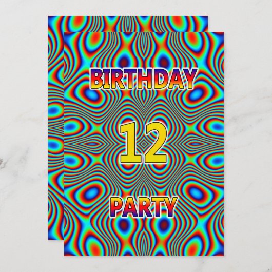 Psychedelic 12. Geburtstagsparty Einladung (Vorne/Hinten)