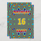 Psychedelic 16. Geburtstagsparty Einladung (Vorne/Hinten)