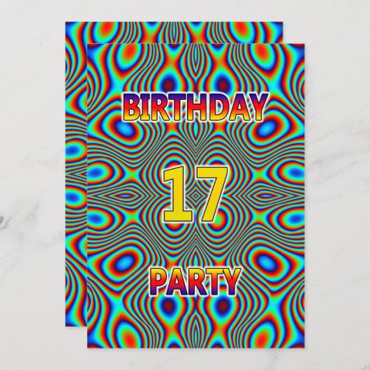 Psychedelic 17. Geburtstagsparty Einladung (Vorne/Hinten)