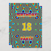 Psychedelic 18. Geburtstagsparty Einladung (Vorne/Hinten)