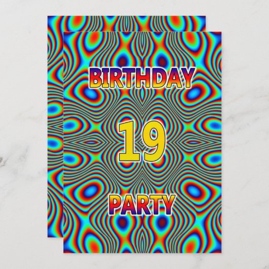 Psychedelic 19. Geburtstagsparty Einladung (Vorne/Hinten)