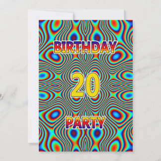 Psychedelic 20. Geburtstagsparty Einladung