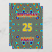 Psychedelic 25. Geburtstagsparty Einladung (Vorne/Hinten)