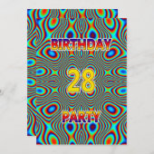 Psychedelic 28. Geburtstagsparty Einladung (Vorne/Hinten)