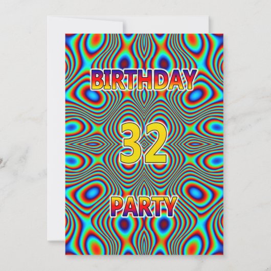 Psychedelic 32. Geburtstagsparty Einladung (Vorderseite)
