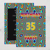 Psychedelic 35. Geburtstagsparty Einladung (Vorne/Hinten)