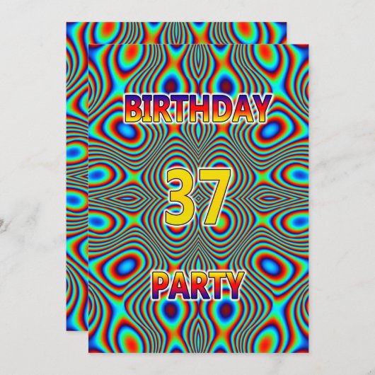 Psychedelic 37. Geburtstagsparty Einladung (Vorne/Hinten)