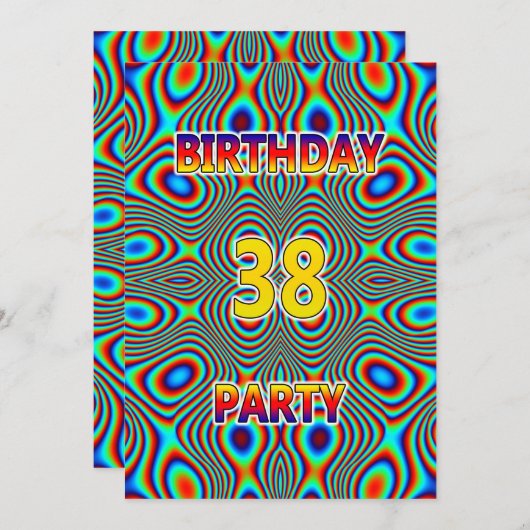 Psychedelic 38. Geburtstagsparty Einladung (Vorne/Hinten)