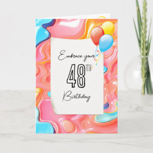 Psychedelic 3D Abstrakt für 48. Geburtstag Karte