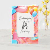 Psychedelic 3D Abstrakt für 74. Geburtstag Karte (Gelbe Blume)