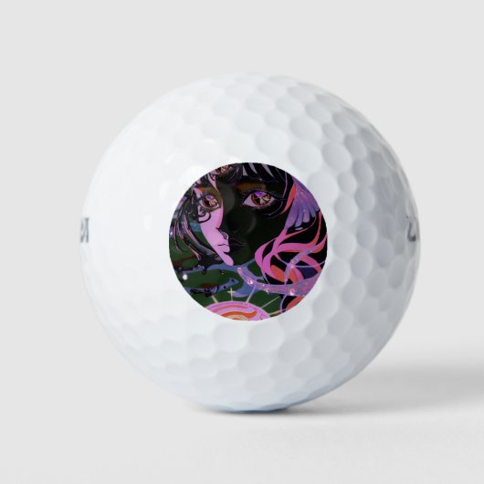 Psychedelic 3rd Eye Anime Girl Golfball (Vorderseite)