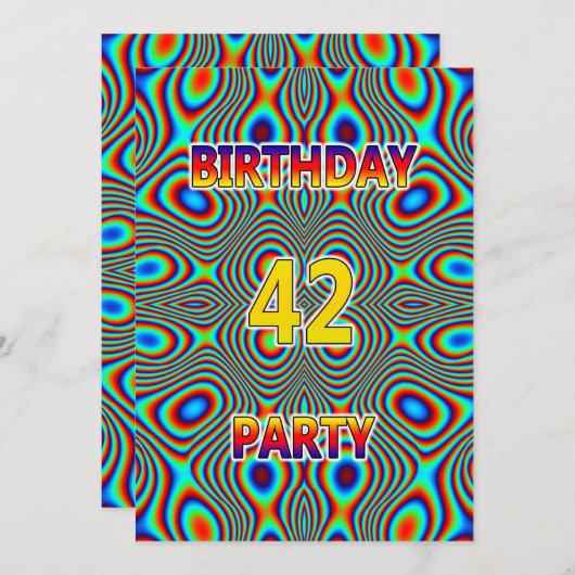Psychedelic 42. Geburtstagsparty Einladung (Vorne/Hinten)