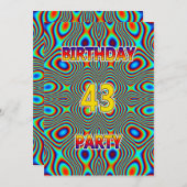 Psychedelic 43. Geburtstagsparty Einladung (Vorne/Hinten)