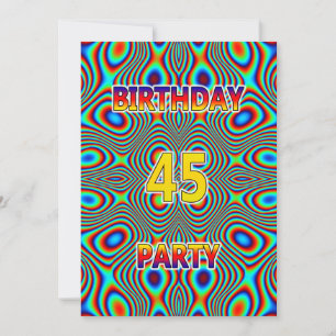 Psychedelic 45. Geburtstagsparty Einladung