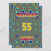 Psychedelic 55. Geburtstagsparty Einladung (Vorne/Hinten)