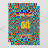 Psychedelic 60. Geburtstagsparty Einladung (Vorne/Hinten)