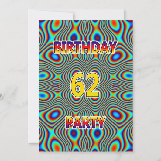 Psychedelic 62. Geburtstagsparty Einladung (Vorderseite)
