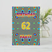 Psychedelic 62. Geburtstagsparty Einladung (Stehend Vorderseite)