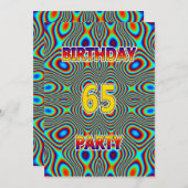 Psychedelic 65. Geburtstagsparty Einladung (Vorne/Hinten)