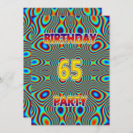 Psychedelic 65. Geburtstagsparty Einladung (Vorne/Hinten)