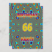 Psychedelic 66. Geburtstagsparty Einladung (Vorne/Hinten)
