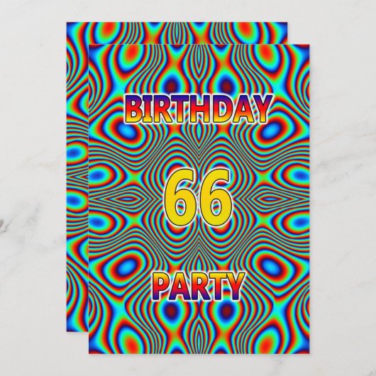 Psychedelic 66. Geburtstagsparty Einladung (Vorne/Hinten)
