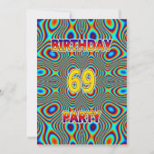 Psychedelic 69. Geburtstagsparty Einladung (Vorderseite)
