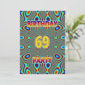 Psychedelic 69. Geburtstagsparty Einladung (Stehend Vorderseite)