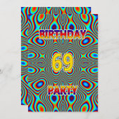 Psychedelic 69. Geburtstagsparty Einladung (Vorne/Hinten)