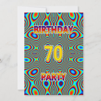 Psychedelic 70. Geburtstagsparty Einladung