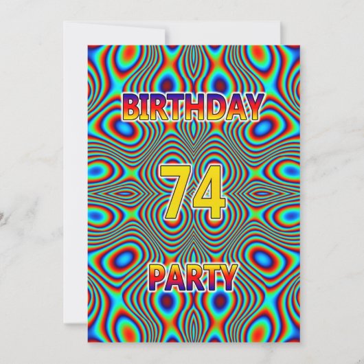 Psychedelic 74. Geburtstagsparty Einladung (Vorderseite)