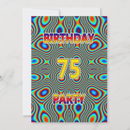 Psychedelic 75. Geburtstagsparty Einladung (Vorderseite)