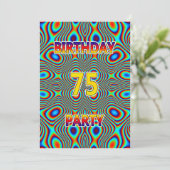 Psychedelic 75. Geburtstagsparty Einladung (Stehend Vorderseite)