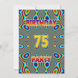Psychedelic 75. Geburtstagsparty Einladung