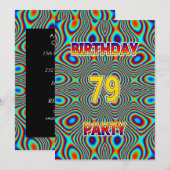 Psychedelic 79. Geburtstagsparty Einladung (Vorne/Hinten)