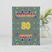 Psychedelic 80. Geburtstagsparty Einladung (Stehend Vorderseite)
