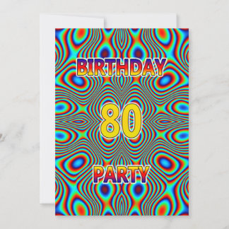 Psychedelic 80. Geburtstagsparty Einladung