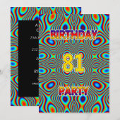 Psychedelic 81. Geburtstagsparty Einladung (Vorne/Hinten)