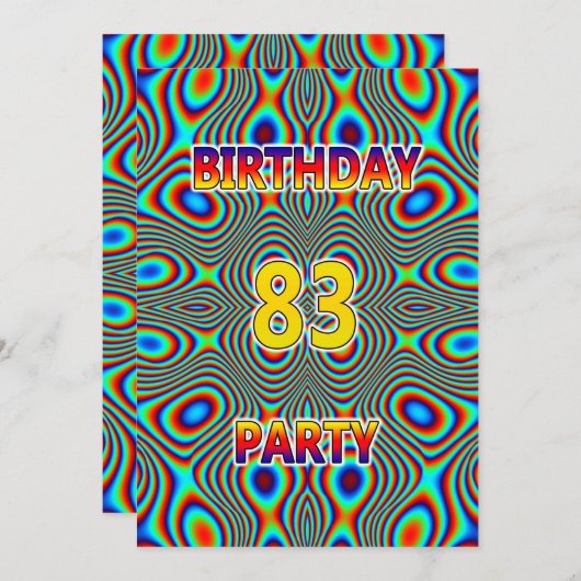 Psychedelic 83. Geburtstagsparty Einladung (Vorne/Hinten)