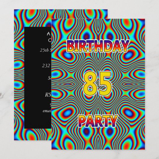 Psychedelic 85. Geburtstagsparty Einladung (Vorne/Hinten)