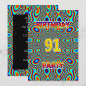 Psychedelic 91. Geburtstagsparty Einladung (Vorne/Hinten)