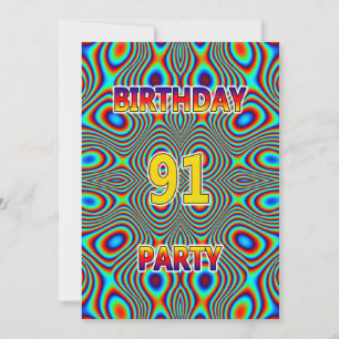 Psychedelic 91. Geburtstagsparty Einladung