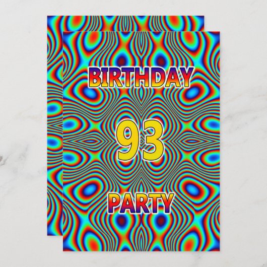 Psychedelic 93. Geburtstagsparty Einladung (Vorne/Hinten)
